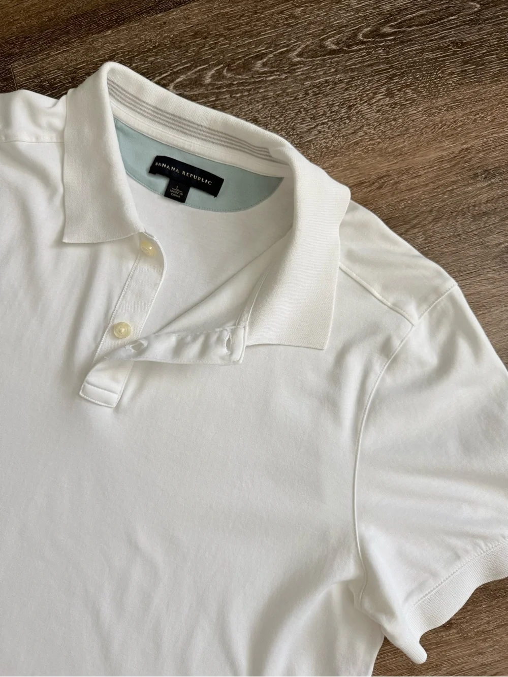 Banana Republic Luxury Pima Cotton Polo Shirt Ivory/Cream Size L (Fits M)